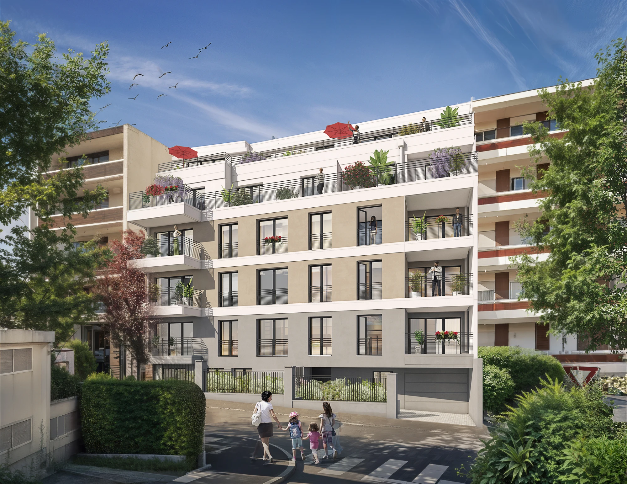 Perspective de la résidence Villa Stella et de ses balcons et terrasses